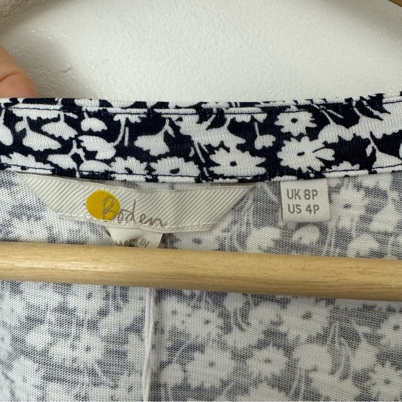 NWT Boden Button Front Jersey Mini Dress Floral French Navy Tulip Spring Size 4P - Picture 9 of 13
